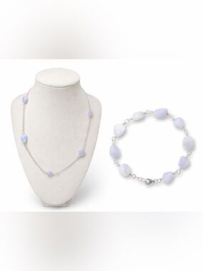 Handmade Blue Lace Agate Jewelry Set